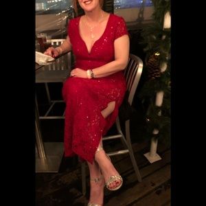 Connected Sequin Evening dress w/side slit size 12